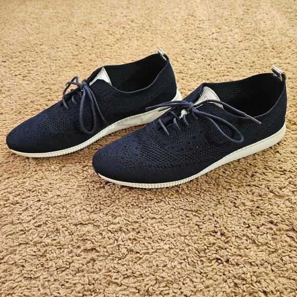 Cole Haan 2.ZEROGRAND Oxford Shoes Womens 10.5B Marine Blue Argento Stitchlite - Picture 2 of 11
